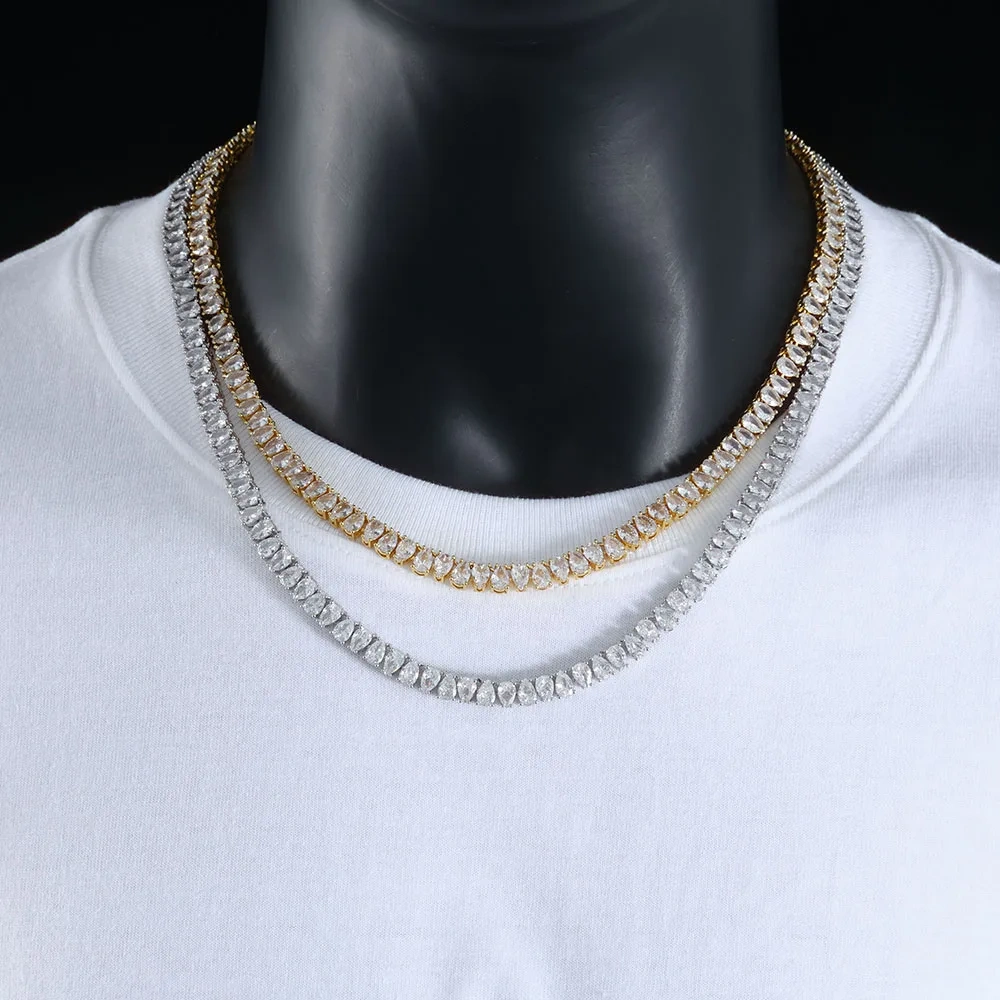 ESKEEM New Style Silver Plated Diamond Tennis Chain Teardrop Shaped Cubic Zirconia Tennis Chain for Women Fashion Jewelry Gift