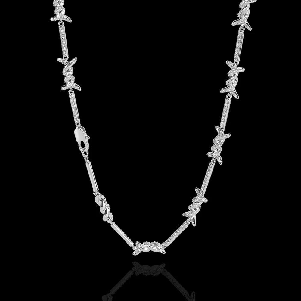 Fashion Women Bling Zircon Cz Necklace Hip Hop Iced Out Link Thorn Chain Choker Party Gift Drop Shipping