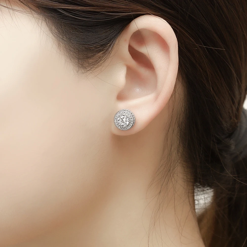 Hip Hop Jewelry Iced Out 3A Zircon Dollar Sign Plated High Quality Stud Earrings For Women