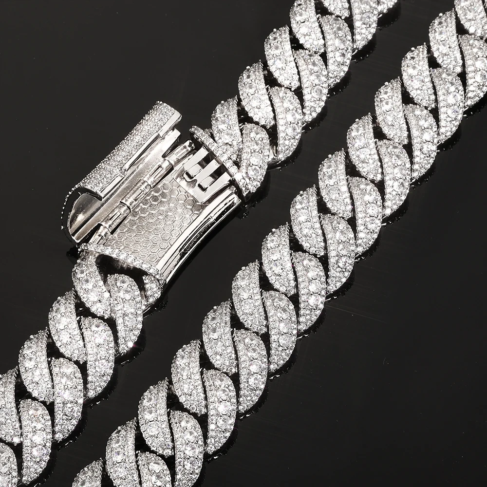 ESKEEM 22mm 3 Row Cuban Bracelet Rose Gold Plated Full Iced Out Cubic Zirconia Chain Hip Hop Luxury Jewelry Men Gift