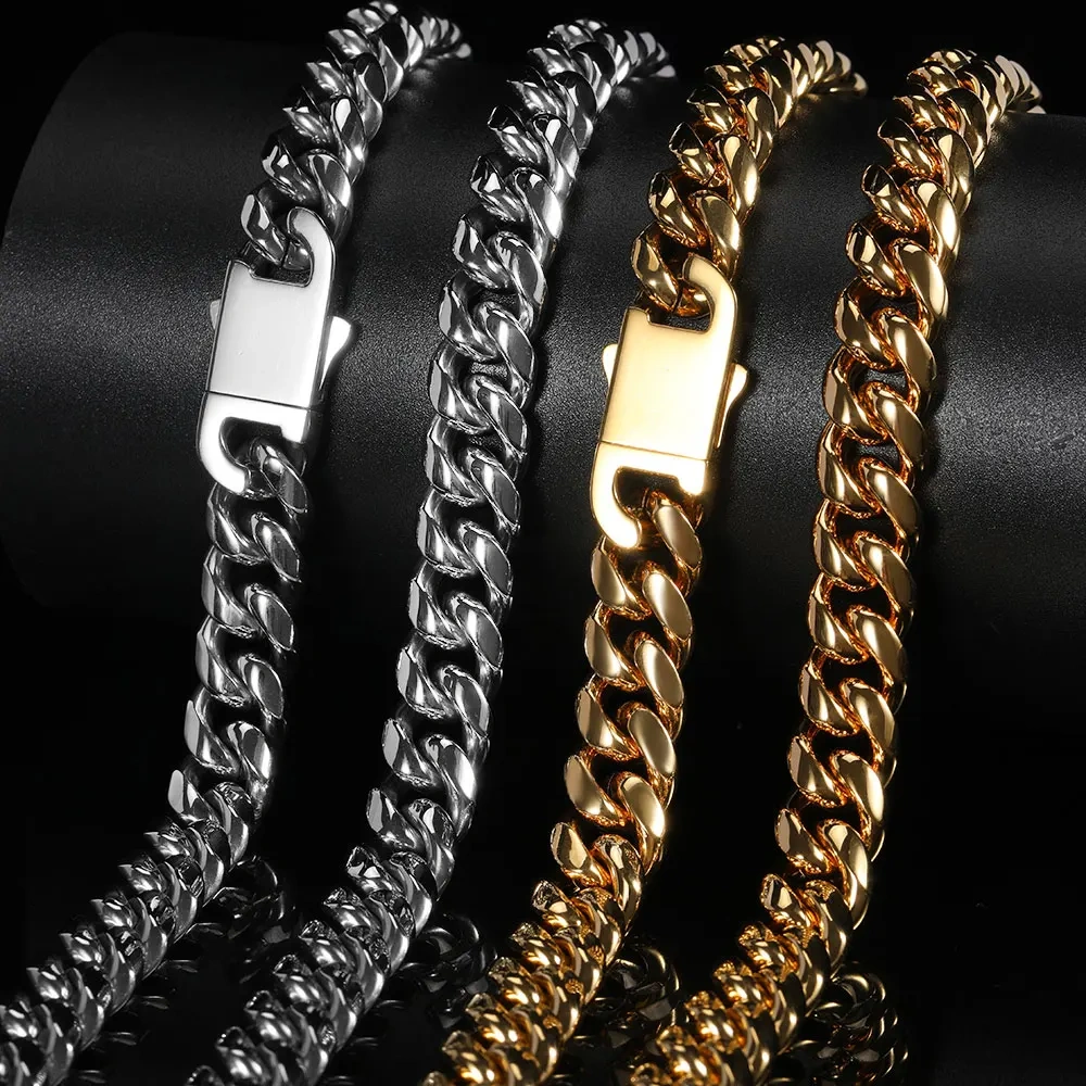 Hip Hop Rapper Rock Cuban Link Chain  For Men PVD Plated Stainless Steel High Quality Necklace Fashion Jewelry