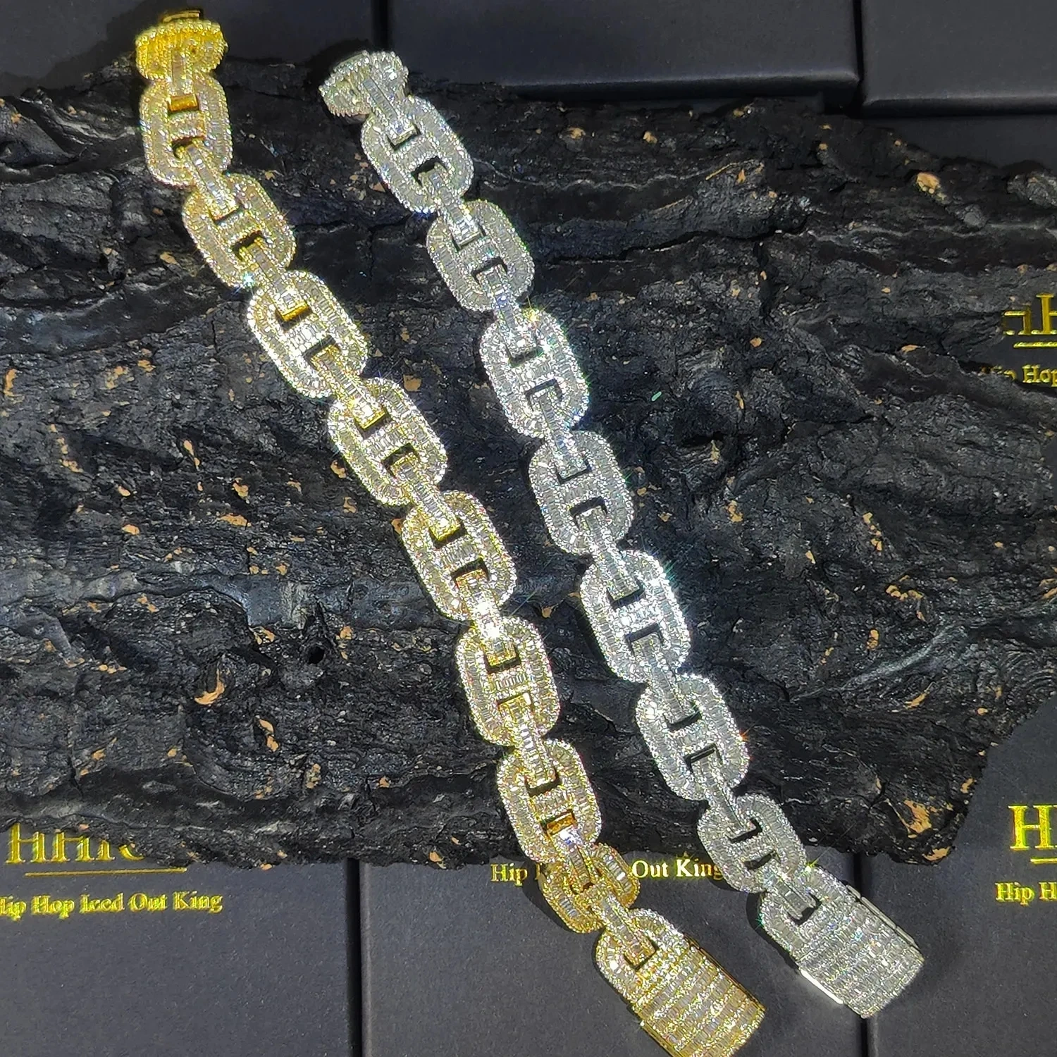 15MM Hip Hop Punk Iced Out  Necklace Diamond Pave CZ Women Luxury 18k Gold Plating Coffee Bean Link Chain Dropshipping