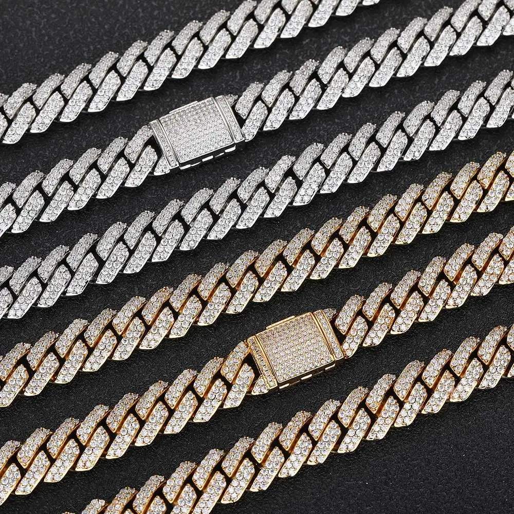 10mm Hip Hop Rock Iced Out Cuban Link Chain Necklace Micro Pave Cz Cuban Link Chain For Men Women