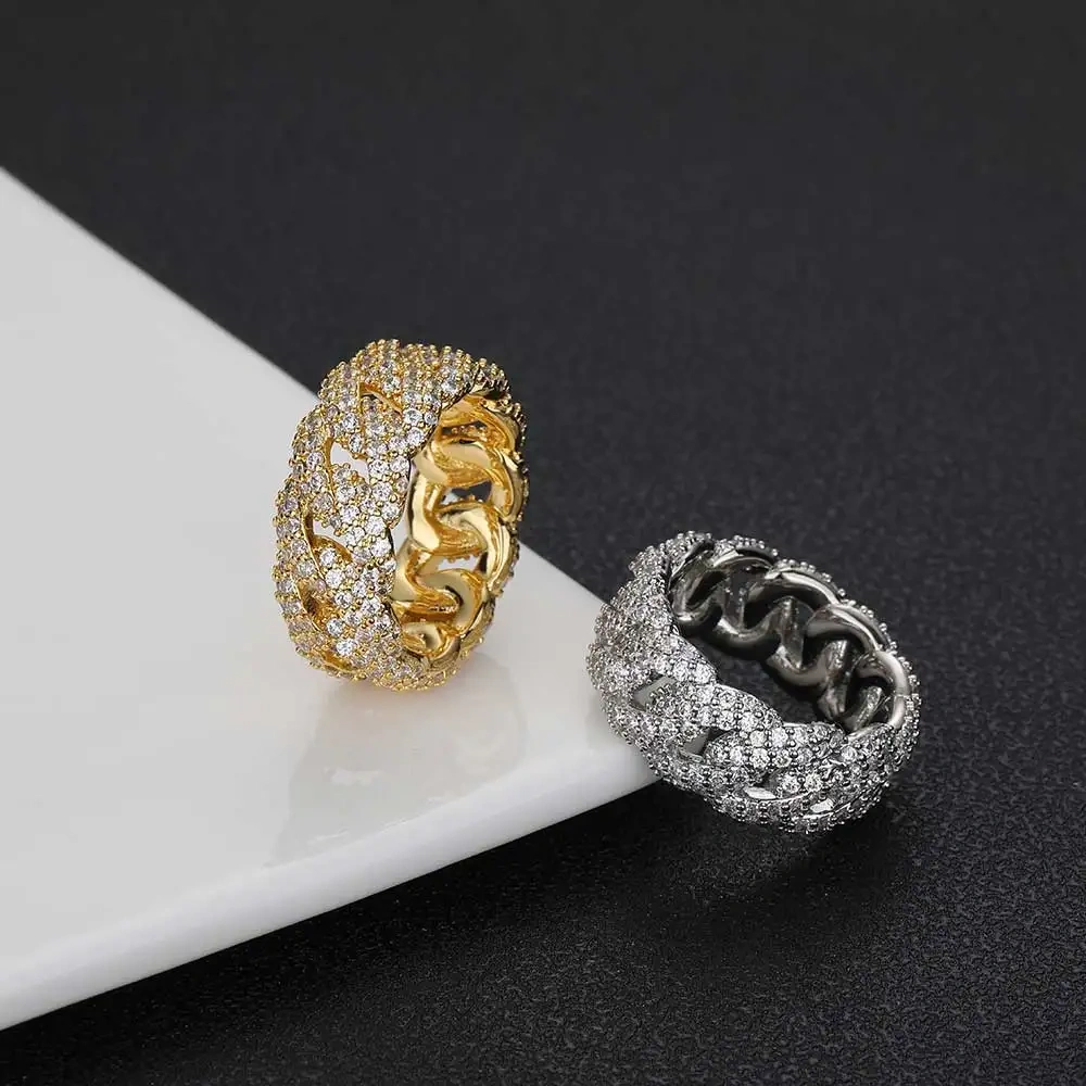 Hip Hop Rapper Rock Quality 5 Row Cubic Zirconia Tennis Rings Fashion Jewelry For Women Drop Shipping