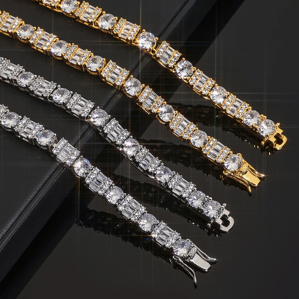 ESKEEM 6.5mm Tennis Chain Bracelet Fashion Jewelry Round Mix Cut Cubic Zirconia Iced Bracelet Women Men Gift