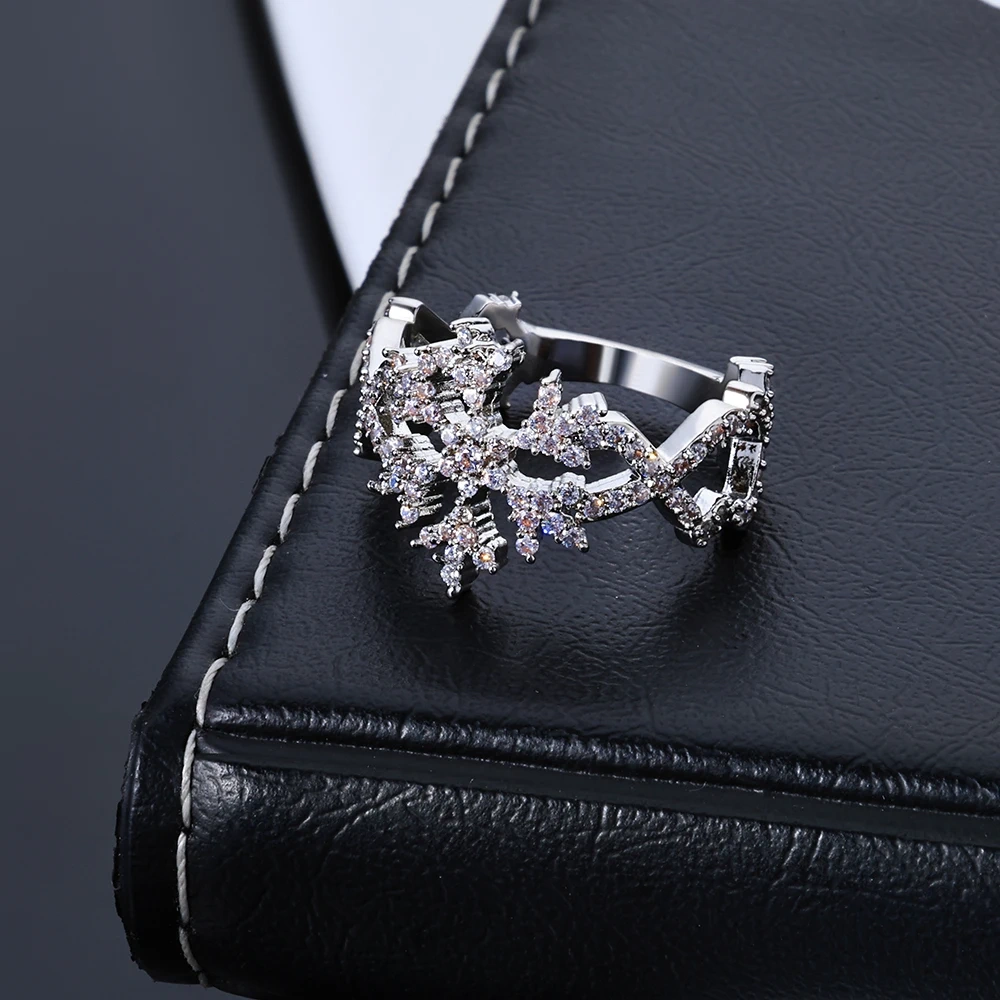 Winter Iced out Snowflakes Christmas Rings Sets Women's Fashion Jewelry for Anniversaries & Holidays