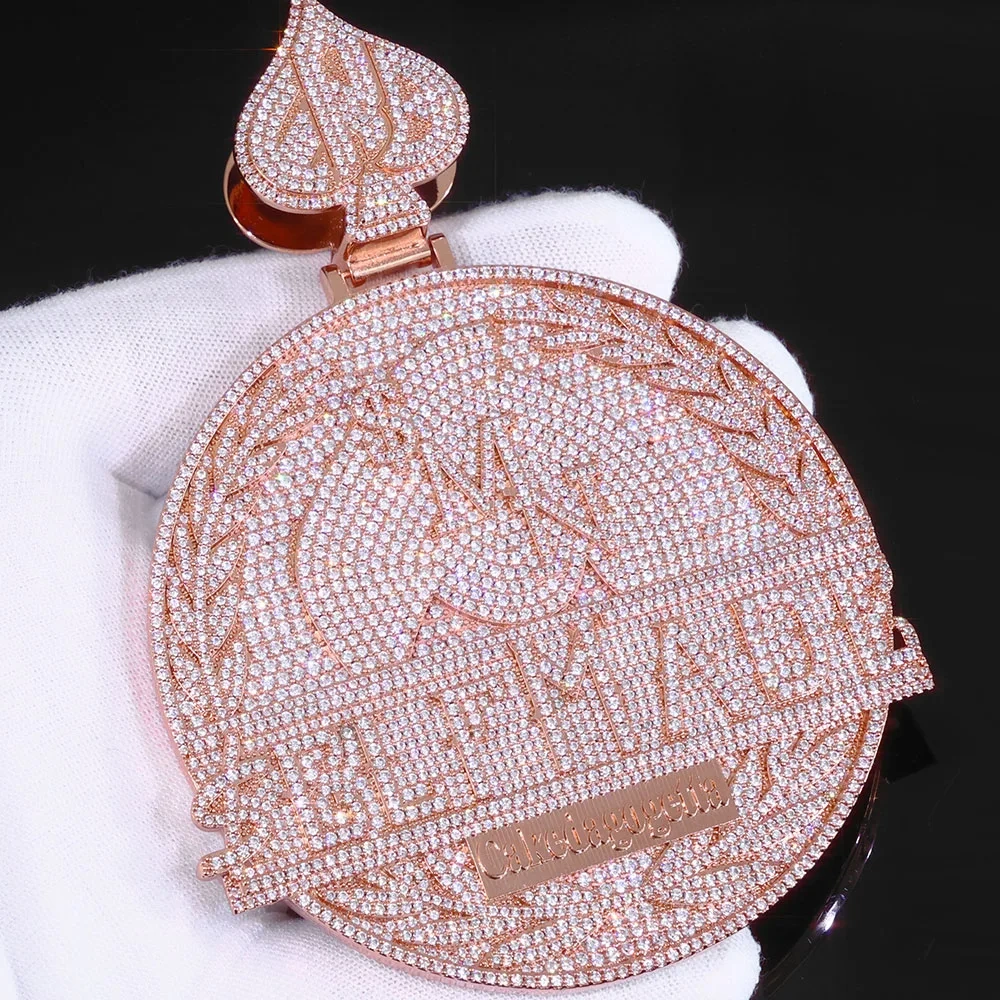 ESKEEM Personalized Custom Logo Hip Hop Pendant Bling Charm Iced Out Diamond Pendant Solid Silver Chain Rapper Jewelry Gifts