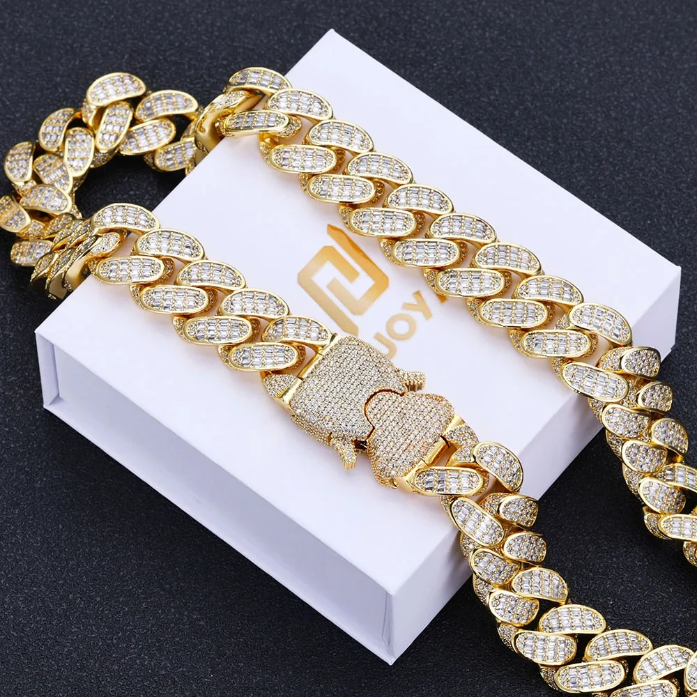 18mm T-Cubic Zirconia Cuban Link Chain Bling Heavy Iced Out Diamond Cuban Necklace For Men Party Gift Hip Hop Jewelry