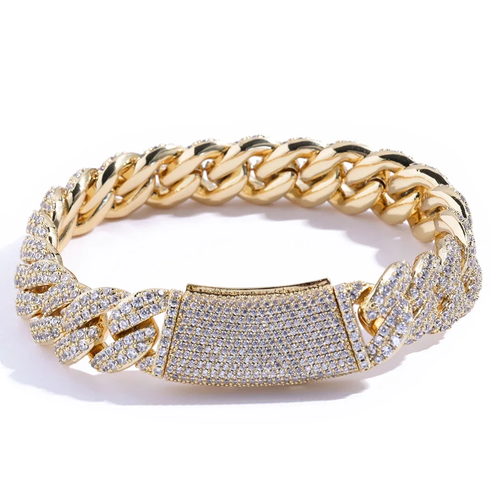 ESKEEM New Style 13MM Iced Out Cubic Zirconia Cuban Chain Hip Hop Jewelry Cuban Necklace Men