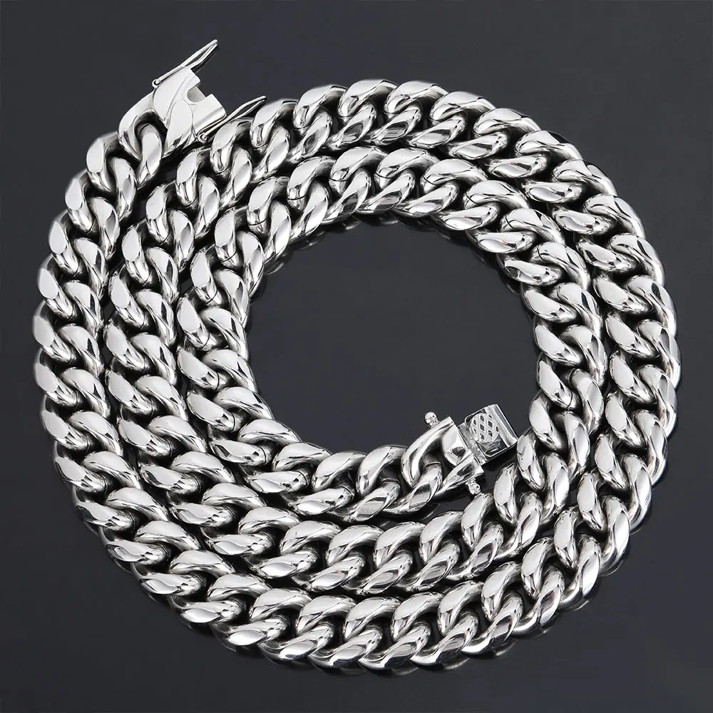Hip Hop Rapper Rock Cuban Link Chain  For Men PVD Plated Stainless Steel High Quality Necklace Fashion Jewelry