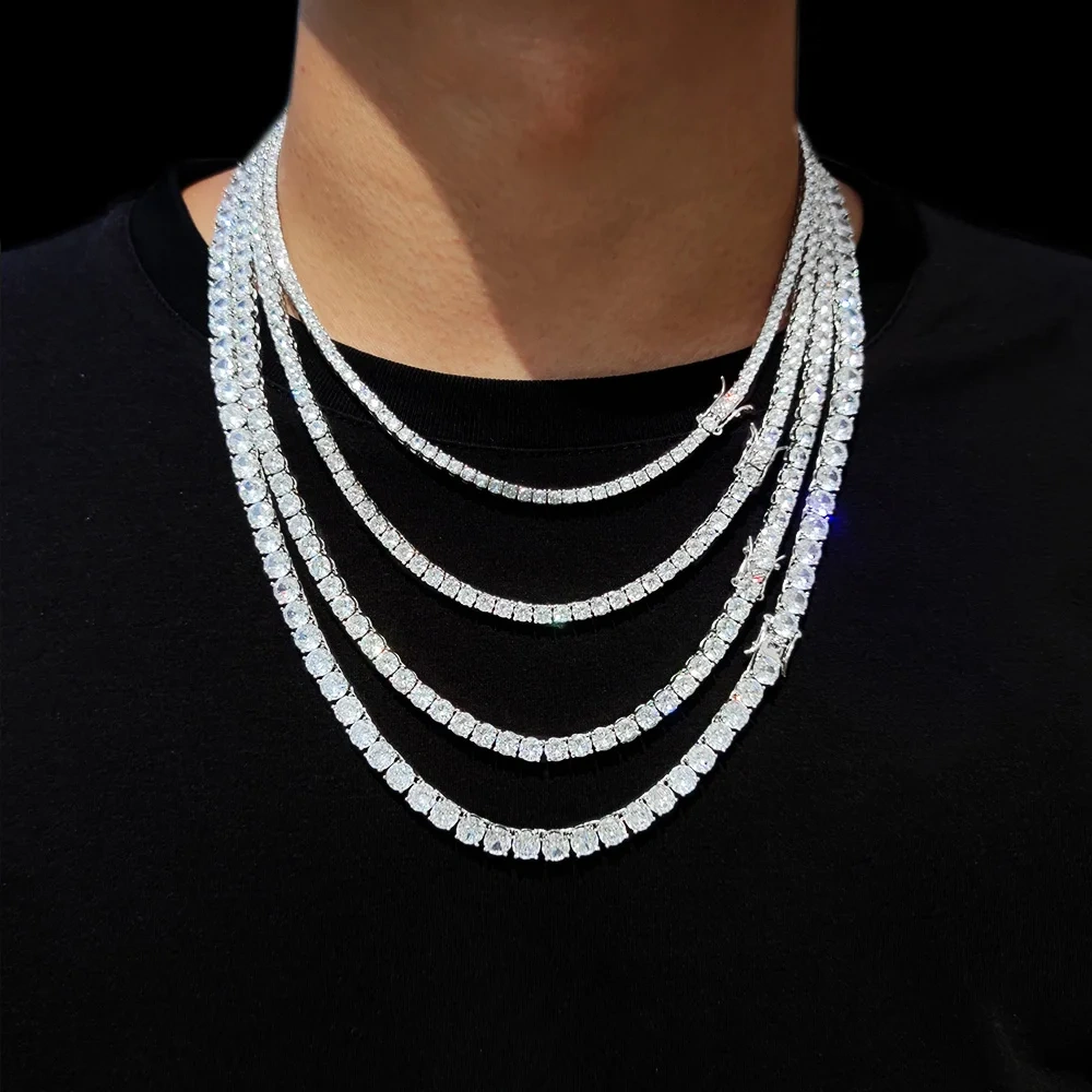 Hip Hop Jewelry 3/4/5/6MM 1 Row Iced Out Tennis Chain Bling CZ Men Diamond Cubic Zirconia Choker Necklace Women Drop Shipping