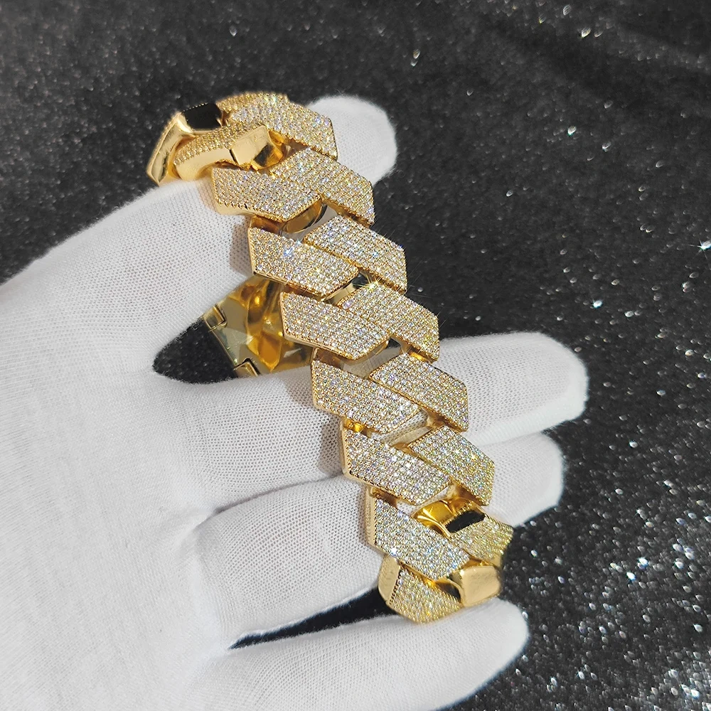 Hip Hop Jewelry High Quality Diamond Necklace 25mm 6 Rows CZ Cuban Link Chain Bling Big Heavy Iced Out Chain Necklace For Men