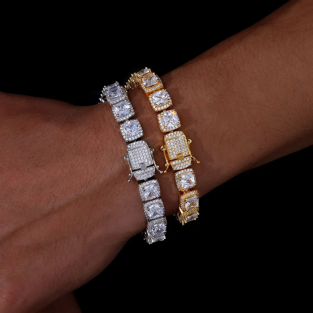 ESKEEM 10mm Hip Hop Fashion Luxury Cluster Tennis Chain Bangle Zirconia Jewelry For Women Tennis Bracelets Gift