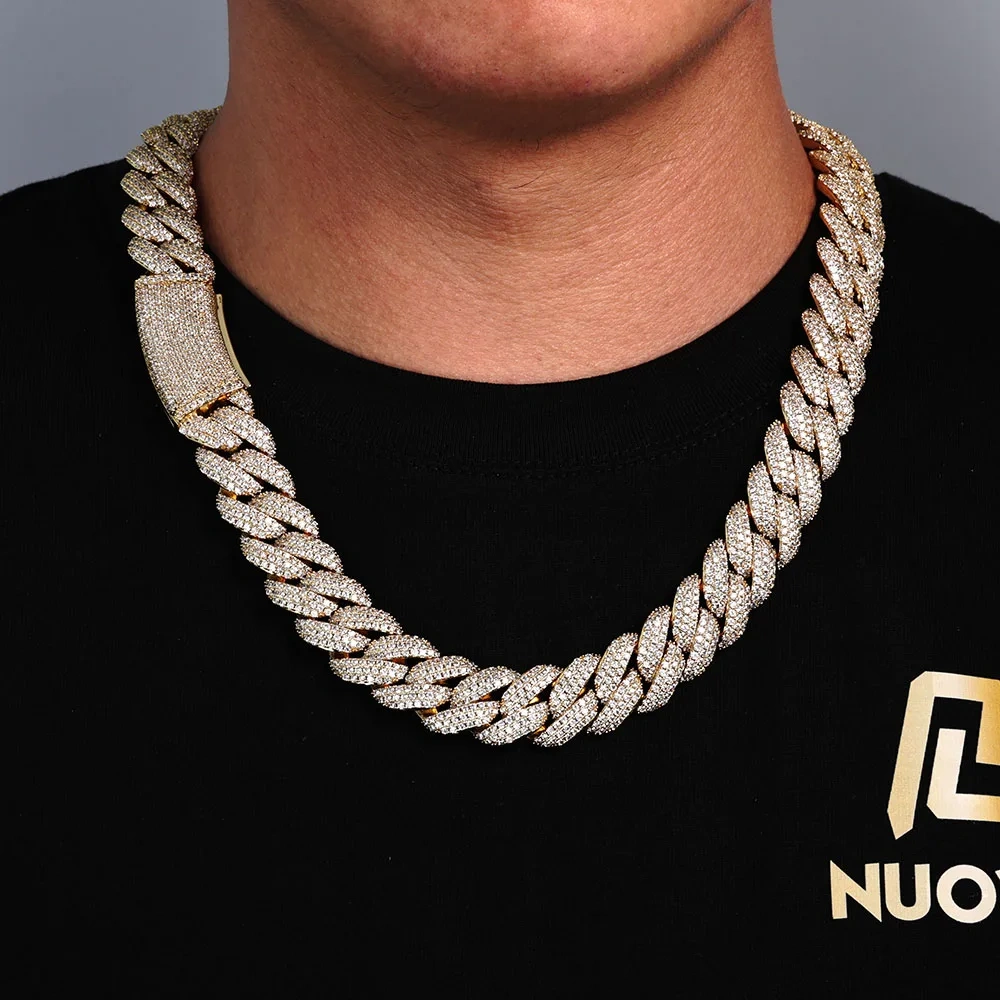 ESKEEM 18MM Iced Out Cubic CZ Cuban Chain 18k Gold Plated Bubble Cuban Link Necklace Hip Hop Jewelry Men Gift