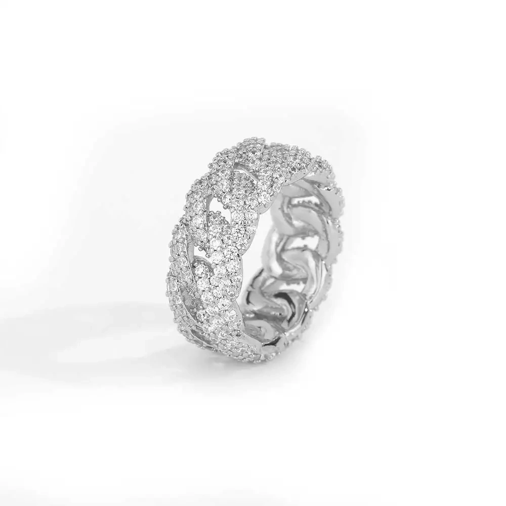 Hip Hop Rapper Rock Quality 5 Row Cubic Zirconia Tennis Rings Fashion Jewelry For Women Drop Shipping