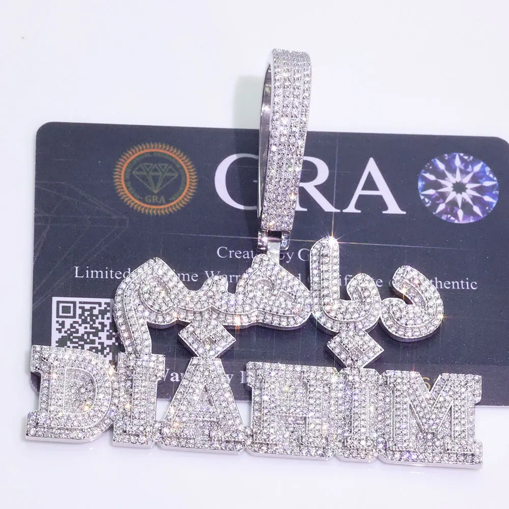 ESKEEM Personalized Customization Iced Out Letter Pendant Hip Hop Jewelry 925 Silver VVS Moissanite Diamond Logo Pendant