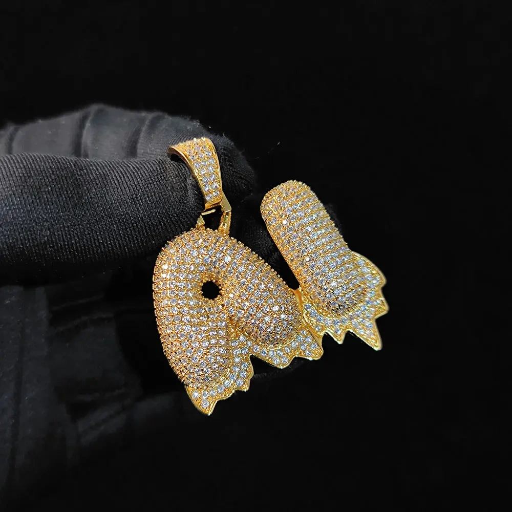 Hip Hop Rapper Rock Fashion Jewelry Full Pave Diamond Iced Out Custom Name Letter Pendant Necklace For Women