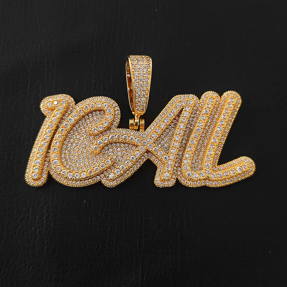 Hip Hop Custom Name Personalized Letter Thick Name Iced Out Letter Pendant Women Man Jewelry