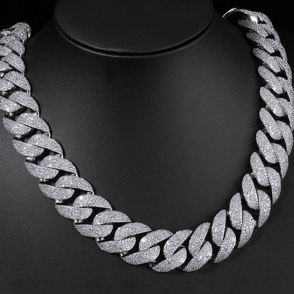 ESKEEM 22mm Shiny Irregular Diamond Chunky Cuban Necklace for Men Full Iced Out CZ Cuban Link Chain Hip Hop Jewelry