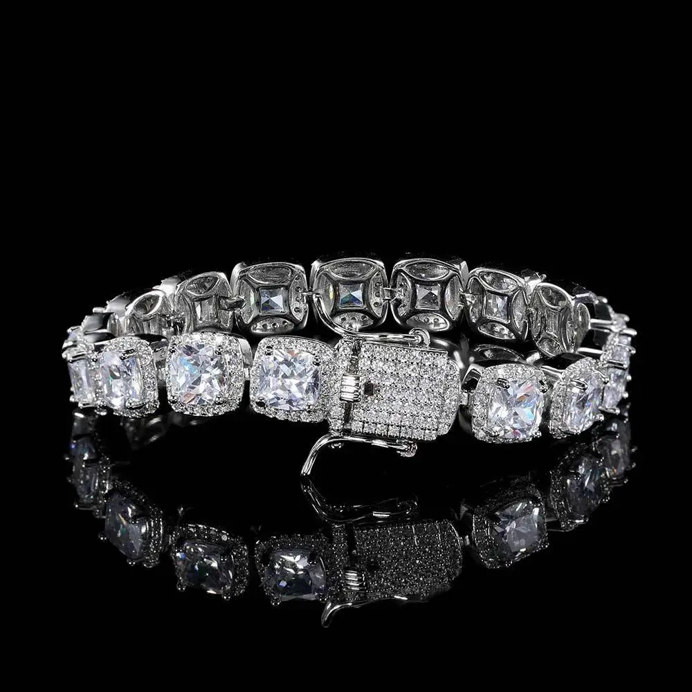 10/12mm Square Luxury Bubble Clustered Hip Hop Iced Out Tennis Bracelet Bling CZ For Men Jewelry