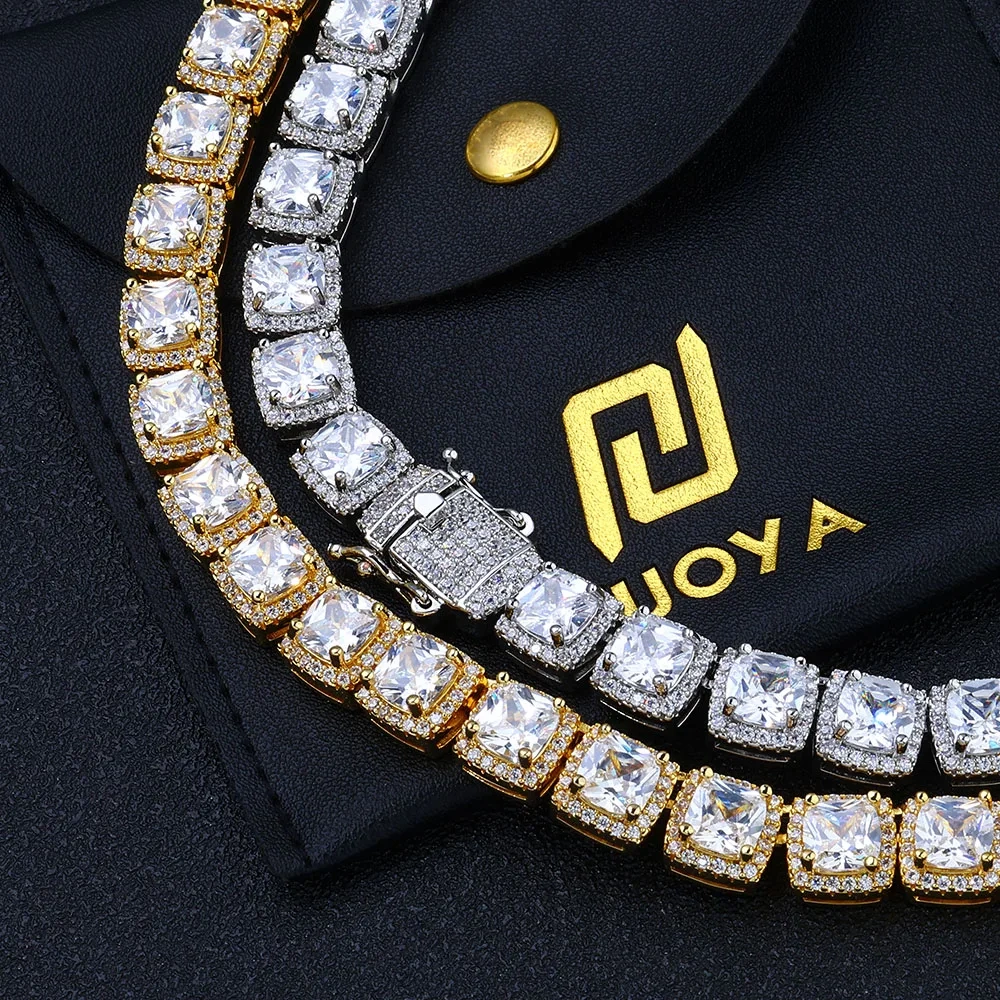 ESKEEM Cluster Tennis Chain for Men Necklace Hip Hop Cubic Zirconia Rock Square Iced Out Jewelry 7inch To 24inch