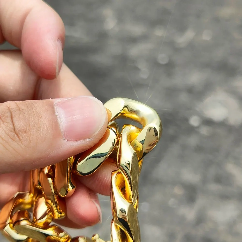 22mm Wide Hip Hop Bling Gold Plated Round Heavy Miami Cuban Link Chain Chunky Necklaces for Men Jewelry Drop Shipping
