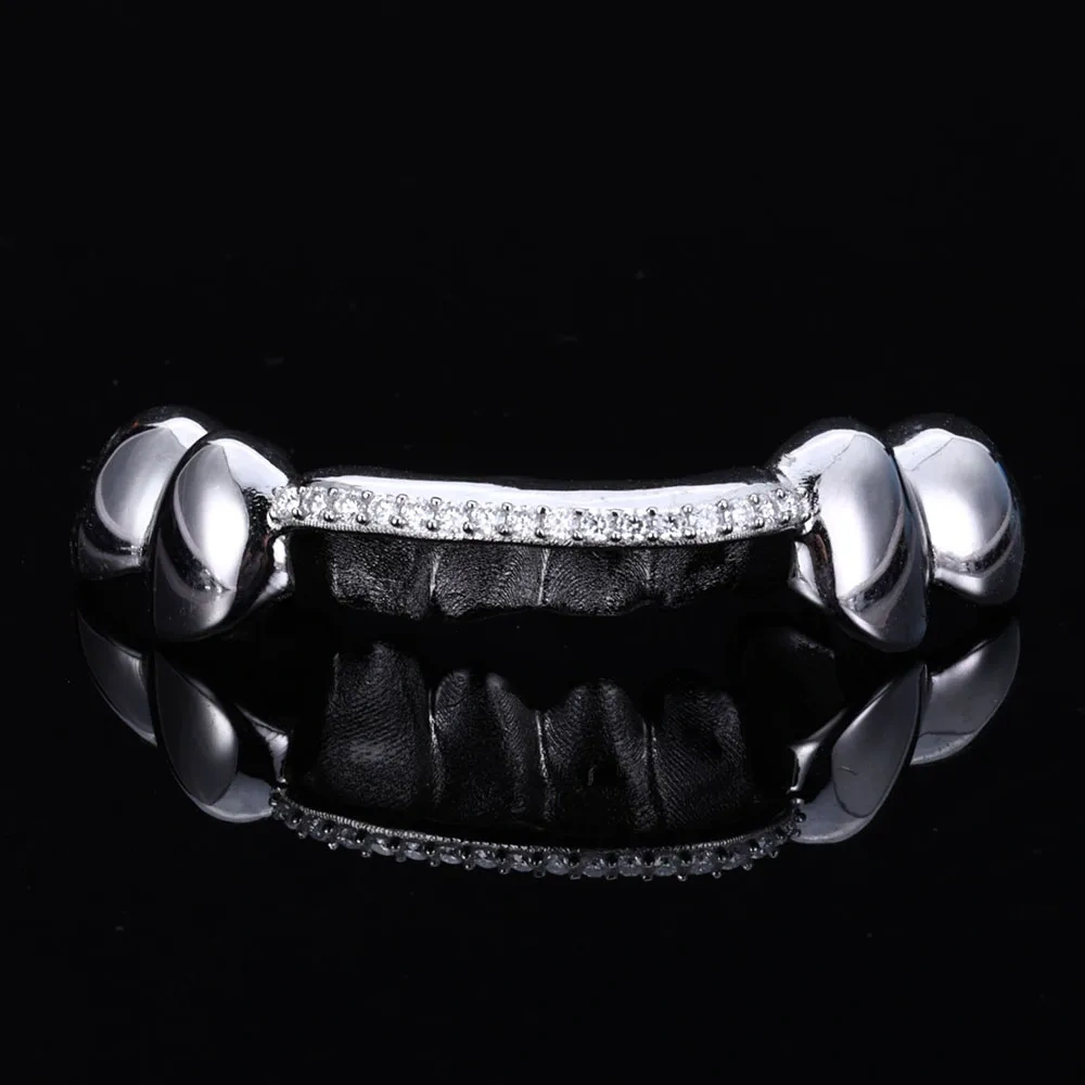Custom Sterling Silver Grillz With VVS Center 1Row Diamond Tooth Grillz High Quality for Your Teeth Hip Hop Christmas Accessory