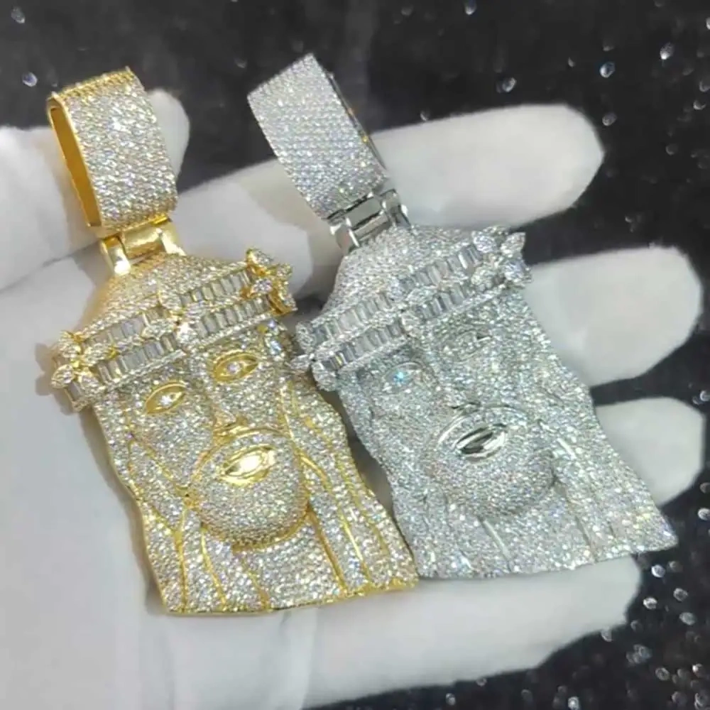 3D Design Hip Hop Rapper CZ Jesus Pendant Jewelry New Arrival Mixed Inlay Flower Crown Big Jesus Iced Out Pendant Necklace