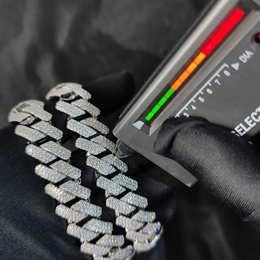 Hip Hop Jewelry VVS Cuban Link Chain 1/2/3 Rows 8/10/14/15/18/19/20/25mm 925Sterling Silver D Moissanite Miami Cuban Necklace