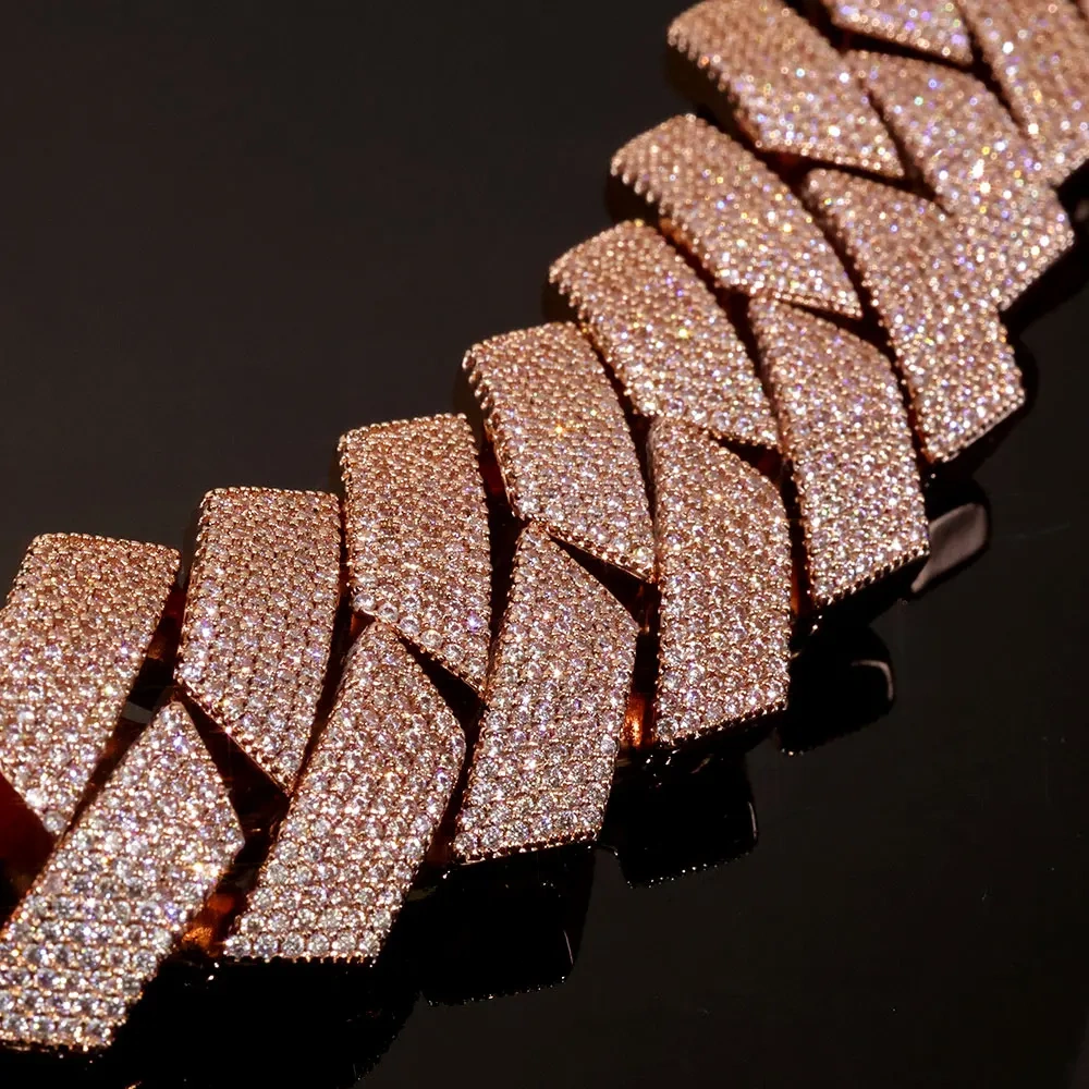 Hip Hop Jewelry Rose Golden Iced Out Necklace Big Thick Heavy 25mm 6Rows Bling Cz Stone Cuban Link Chain Necklace ﻿for Men Gift
