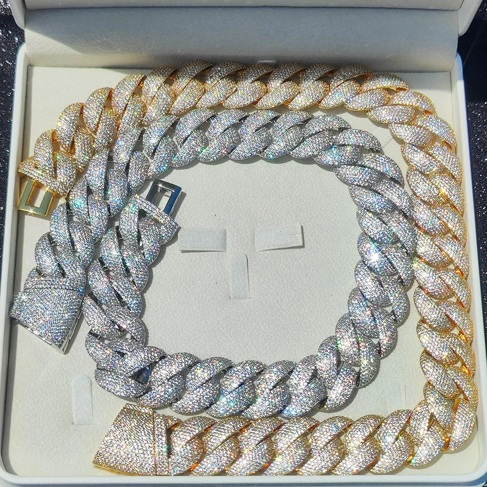 Hip Hop 22mm Cuban Link Chain Full Iced Out Zircon 6 Rows Stone Heavy And Thick Cuban Necklace Men's Gift Jewelry Drop Shipping