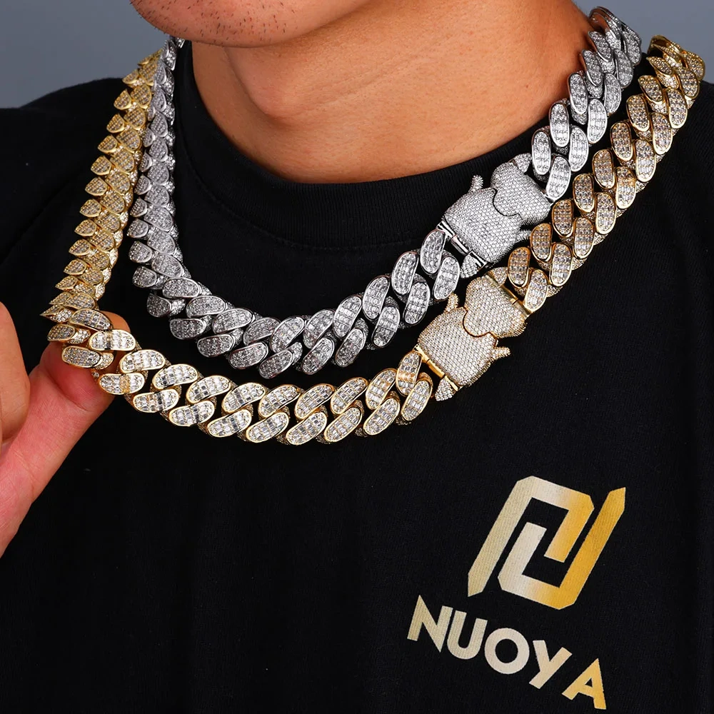 18mm T-Cubic Zirconia Cuban Link Chain Bling Heavy Iced Out Diamond Cuban Necklace For Men Party Gift Hip Hop Jewelry