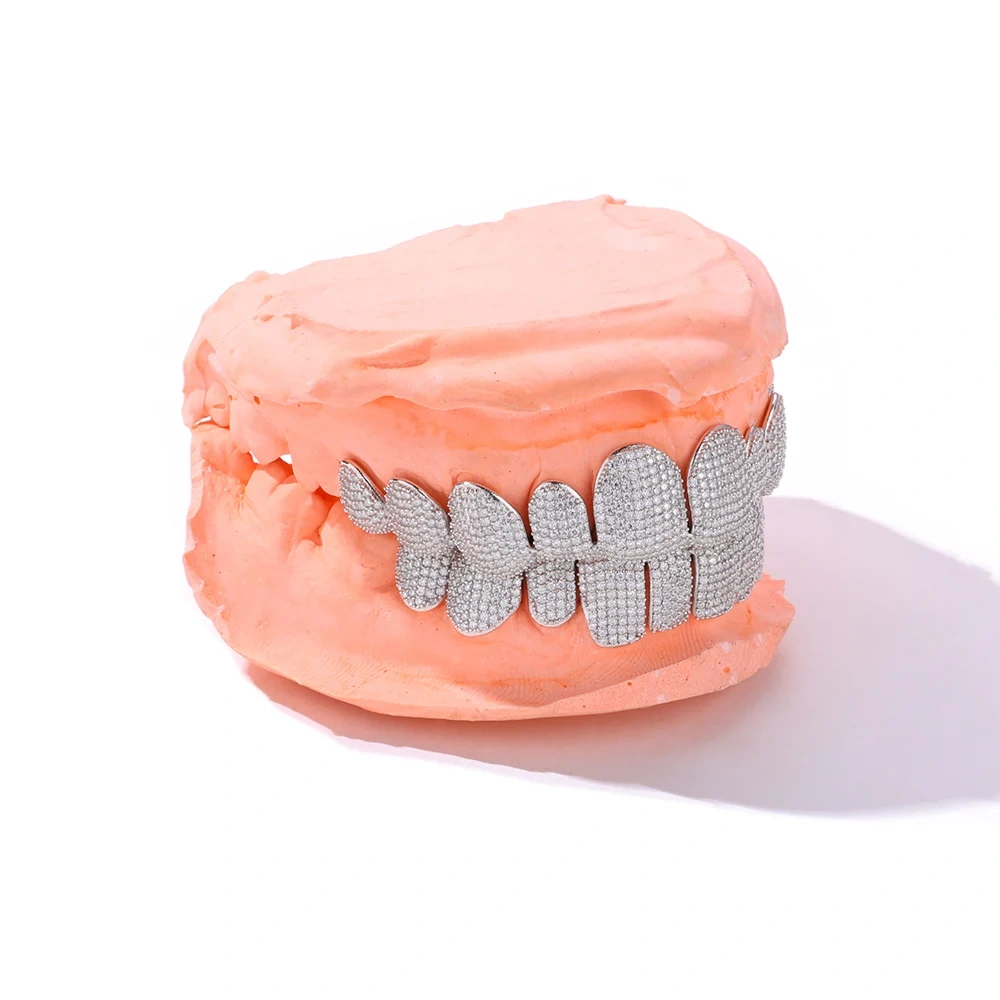 Body Jewelry Deep Perm Cut Grillz Custom VVS Moissanite Hip Hop Honeycomb Grillz 12/16/20 teeth Diamond Ice Out Grillz