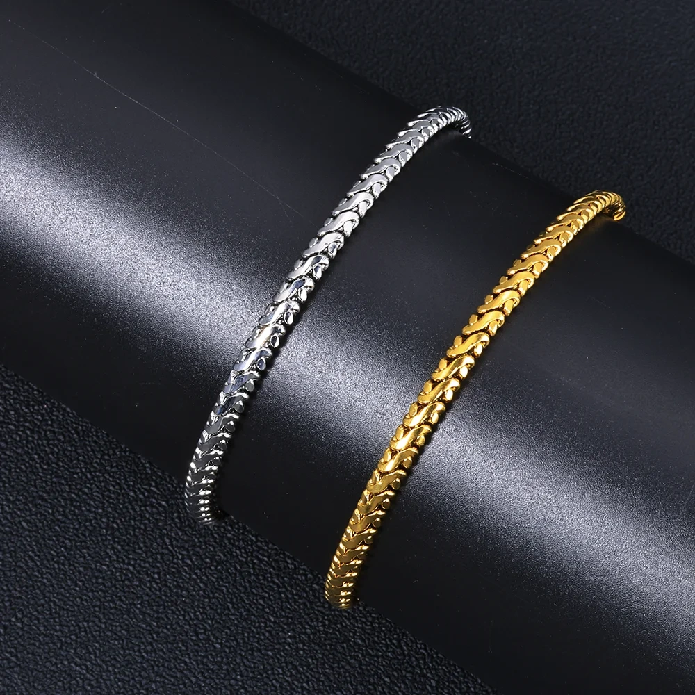 Hip Hop Luxury Stainless Steel 4mm Cuban Link Chain Necklace PVD 18K Gold Plated Chain Jewelry