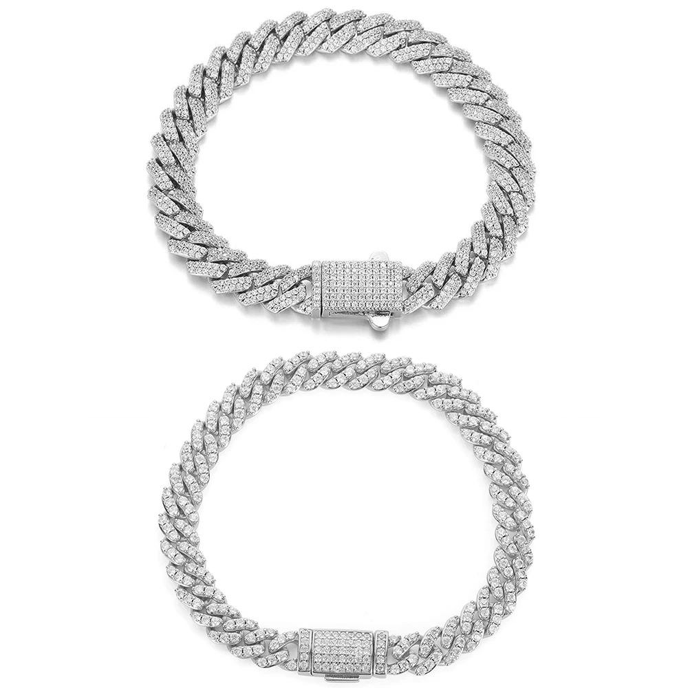 8MM 1 Row 2 Rows Iced Out CZ Cuban Necklace Bling Cubic Zirconia Brass Necklace Miami Cuban Link Chain Hip Hop Jewelry Gifts