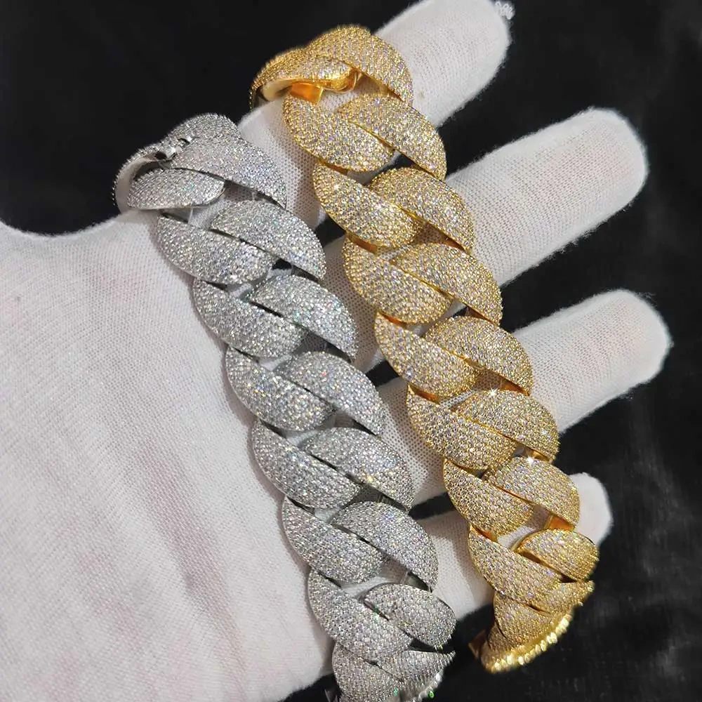 Hip Hop Full Iced Out Zircon 5-Row Stone Heavy And Thick Necklace 22mm Cuban Link Chain Personalized Men's Jewelry Drop Shipping