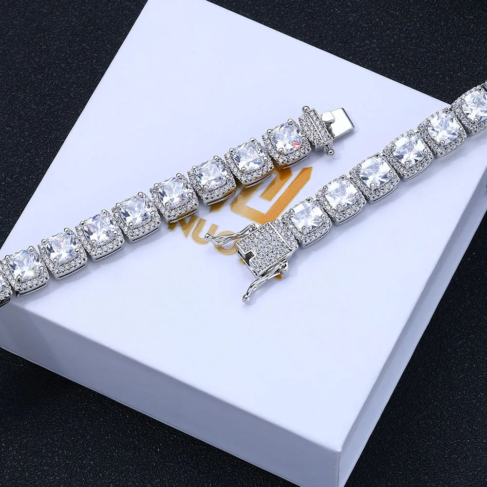 ESKEEM Cluster Tennis Chain for Men Necklace Hip Hop Cubic Zirconia Rock Square Iced Out Jewelry 7inch To 24inch