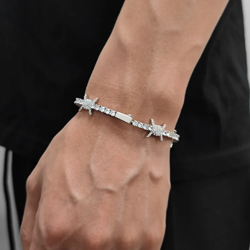Hip Hop Spring Buckle Thorn Tennis Chain Jewelry High Quality Iced Out Zircon Tennis Chain Necklace For Girl Drop Shipping