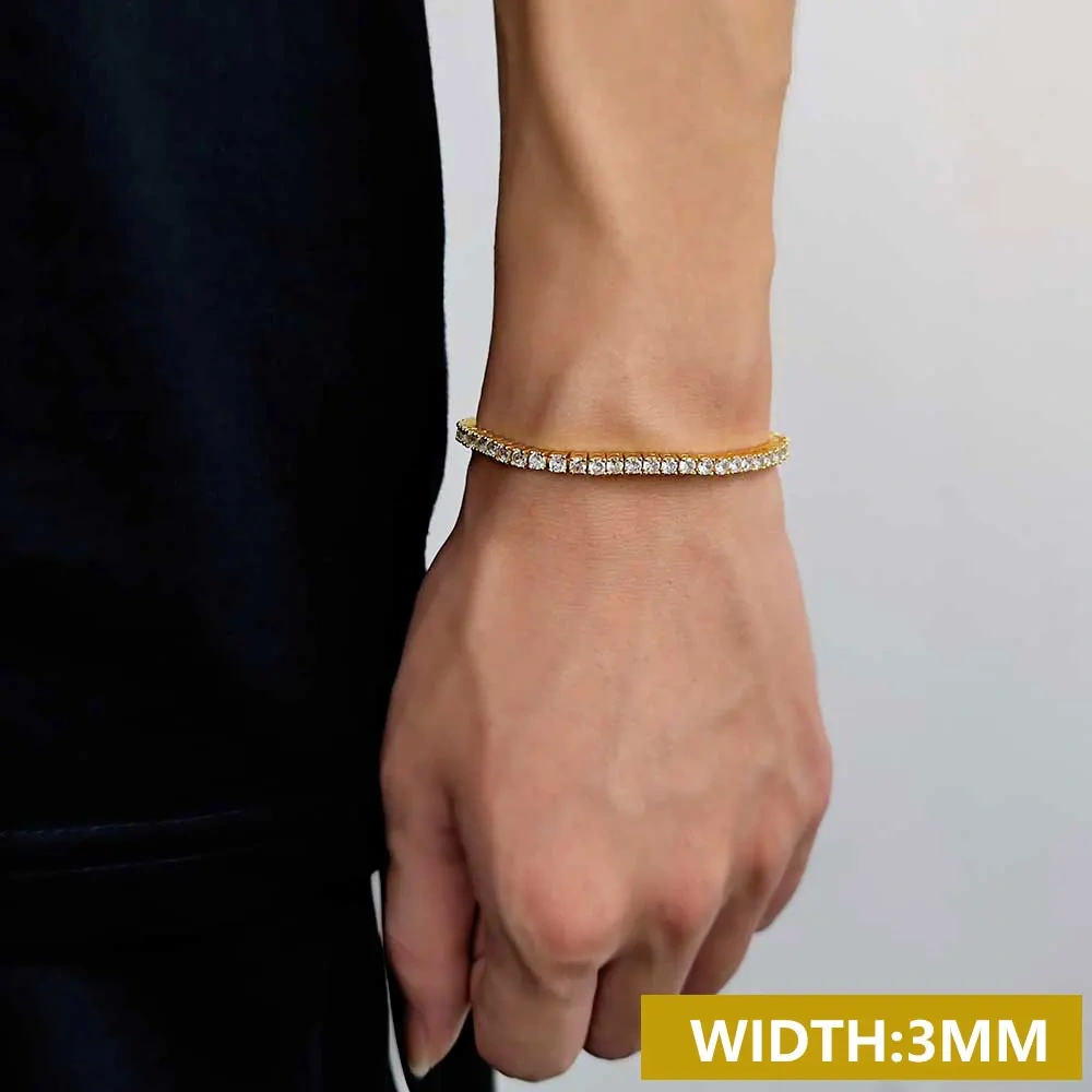 Hip Hop Bling Iced Out 3mm 4mm 5mm One Row Shine Cubic Zirconia Women Men Tennis Chain Bracelet Drop Shipping Free Laser Logo ﻿