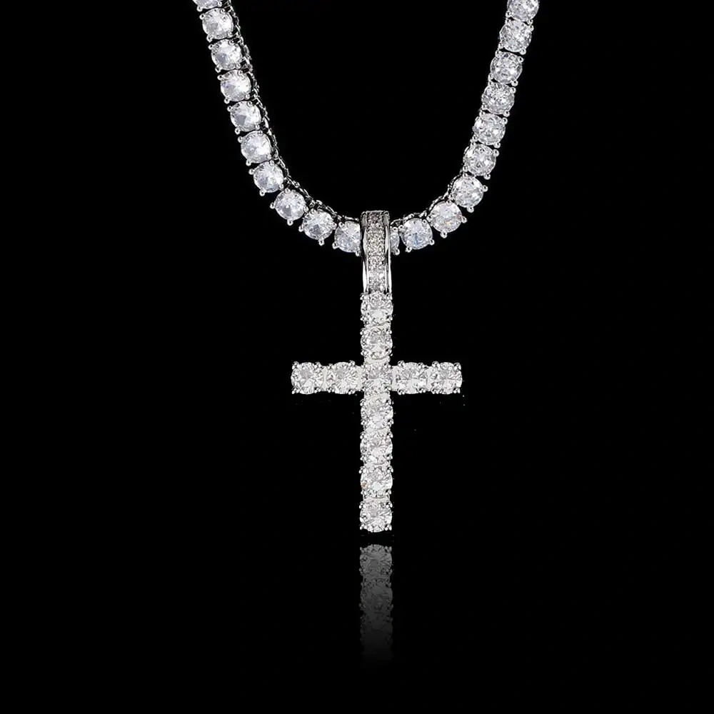 Hip Hop Jewelry Jesus Zircon For Men Women Iced Out Big Cubic Zirconia Cross Pendant Necklace With Tennis Chain