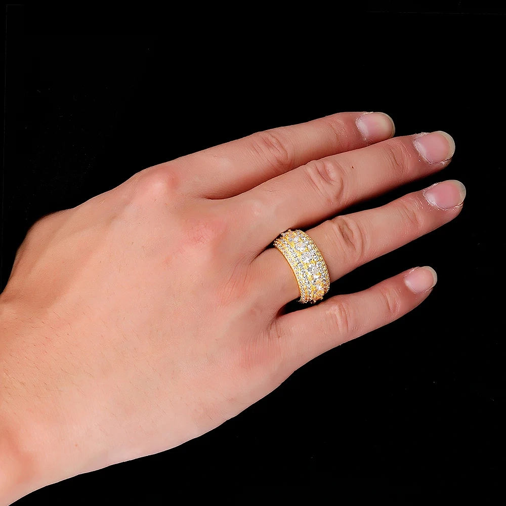 Hip Hop Rapper Rock Quality 5 Row Cubic Zirconia Cuban Rings Fashion Jewelry For Women Iced Cuban Ring Drop Shipping