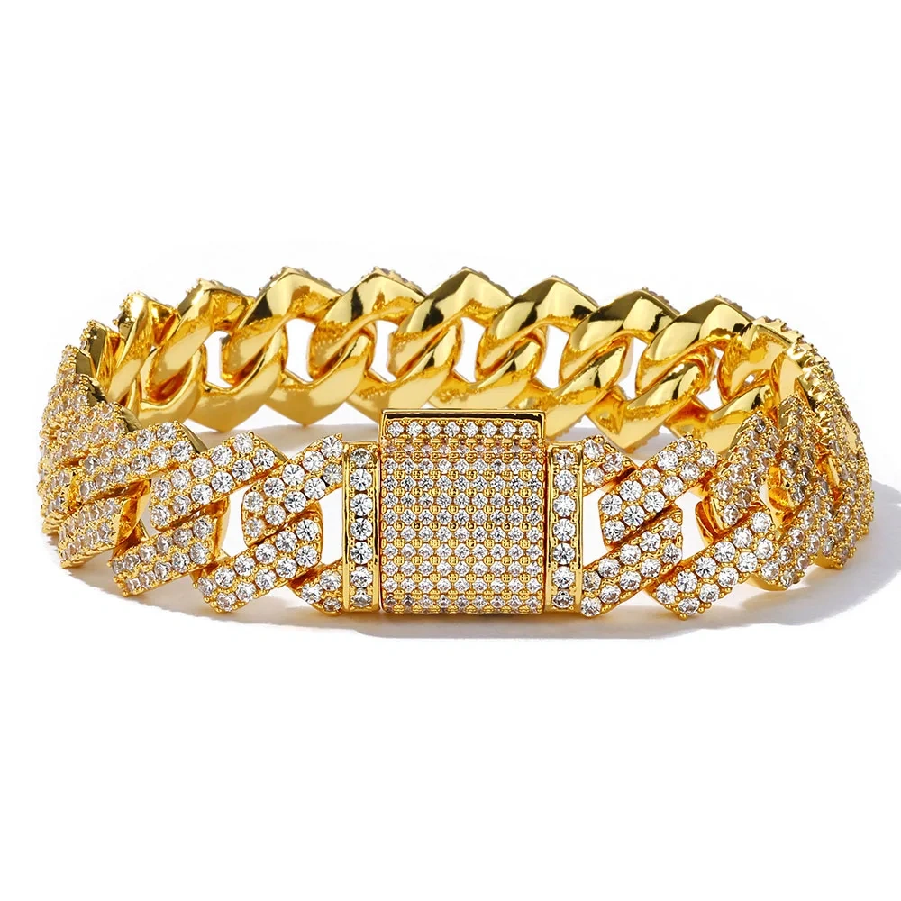 Hip Hop Jewelry 8/10/14/15/16/20/25mm Iced Out Cuban Link Chain Prong Diamond Cubic Zirconia Necklace Various Size Men Women