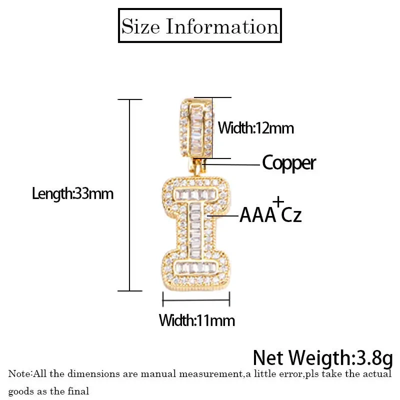 Dropshipping Iced Out Initials Rock Sugar Letter Pendant Men's Hip Hop 18K Gold Plating Name Necklace for Men With Rope Chain