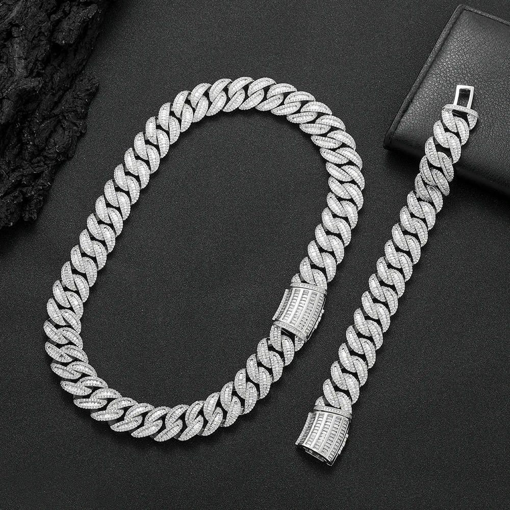 Hip Hop 20mm Mixed Inlay Cuban Link Chain Miami Men Rapper Jewelry Iced Out Necklace