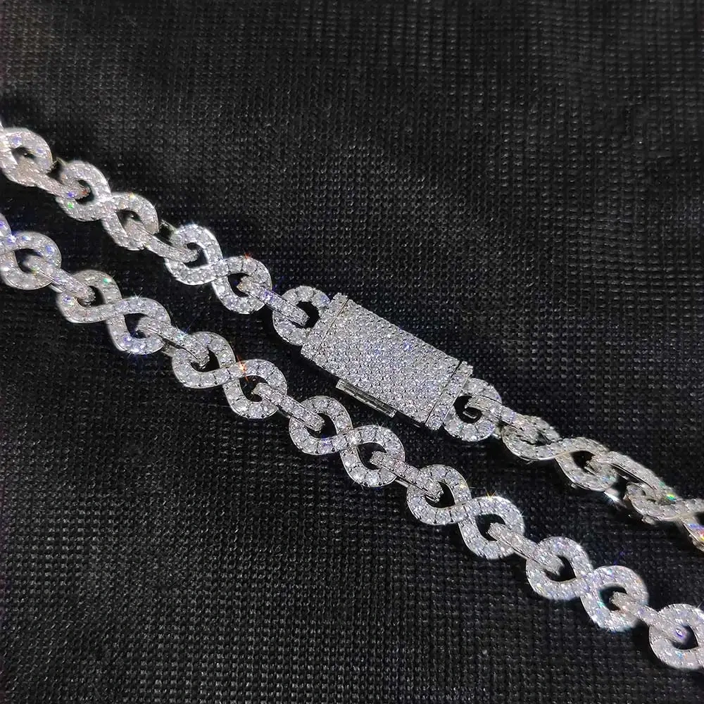 Fine Jewelry 6mm Infinity Necklace Women Bling Iced Out 8-character Cuban link Chain Hip hop Party Gift For Her ﻿