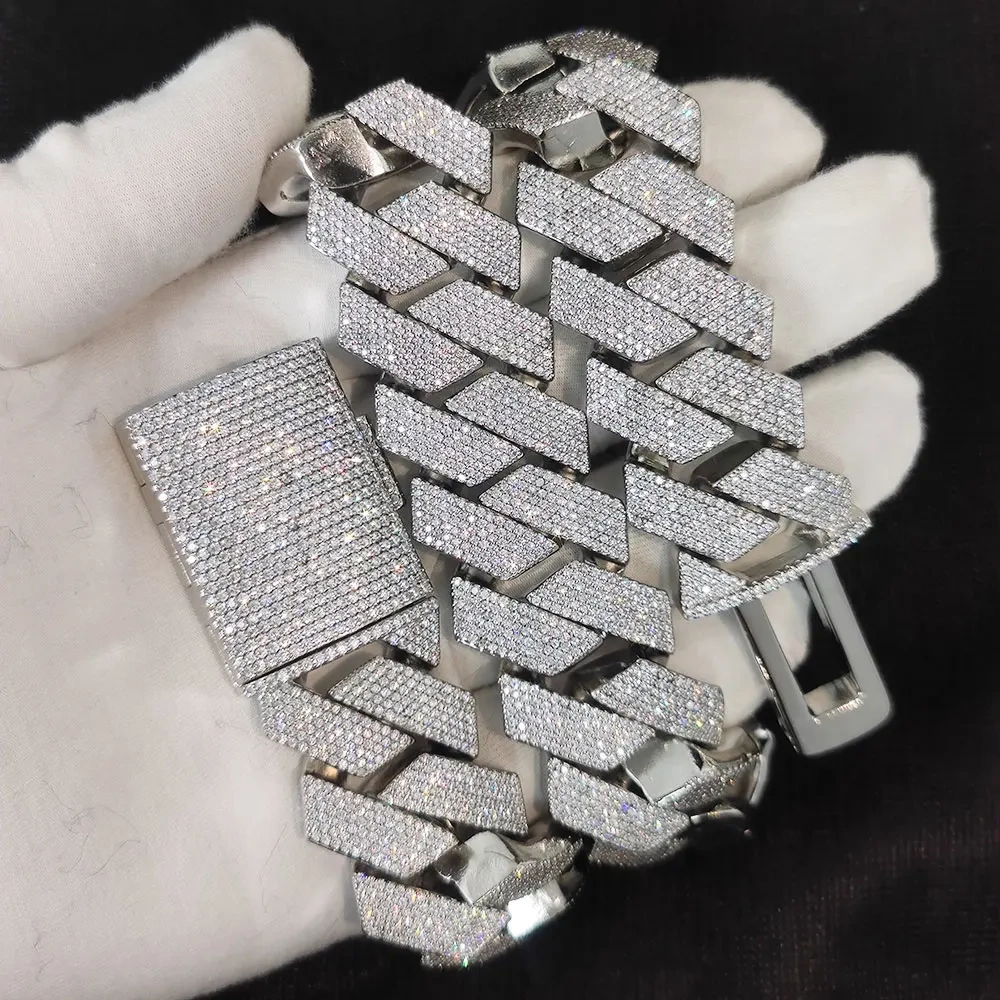 High Quality Custom Hip Hop Jewelry Diamond Necklace 25mm 6 Rows CZ Cuban LINK CHAIN Bling Big Heavy Iced Out Chain For Men