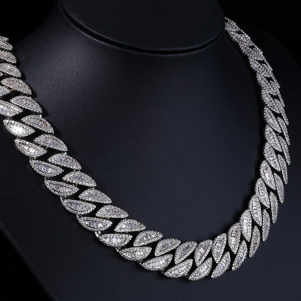 ESKEEM 20MM Miami Cuban Chain Diamond Necklace For Men Women Mixed Inlay Iced Out Hip Hop Link Choker Fashion Jewelry ﻿