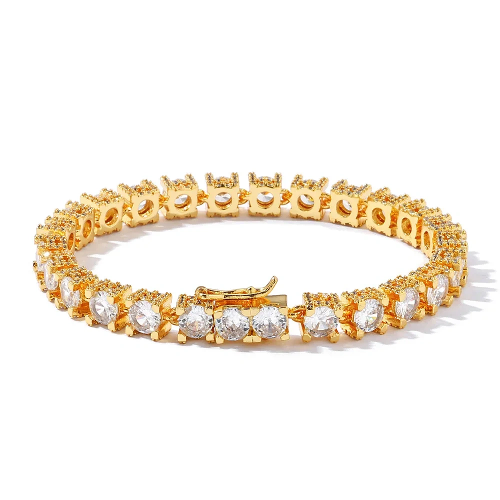 Hip Hop Jewelry Sparkly 6mm Tennis Chain Side Studded With Diamond Iced 5mm-Zircon Clasp Locker Tennis Necklace