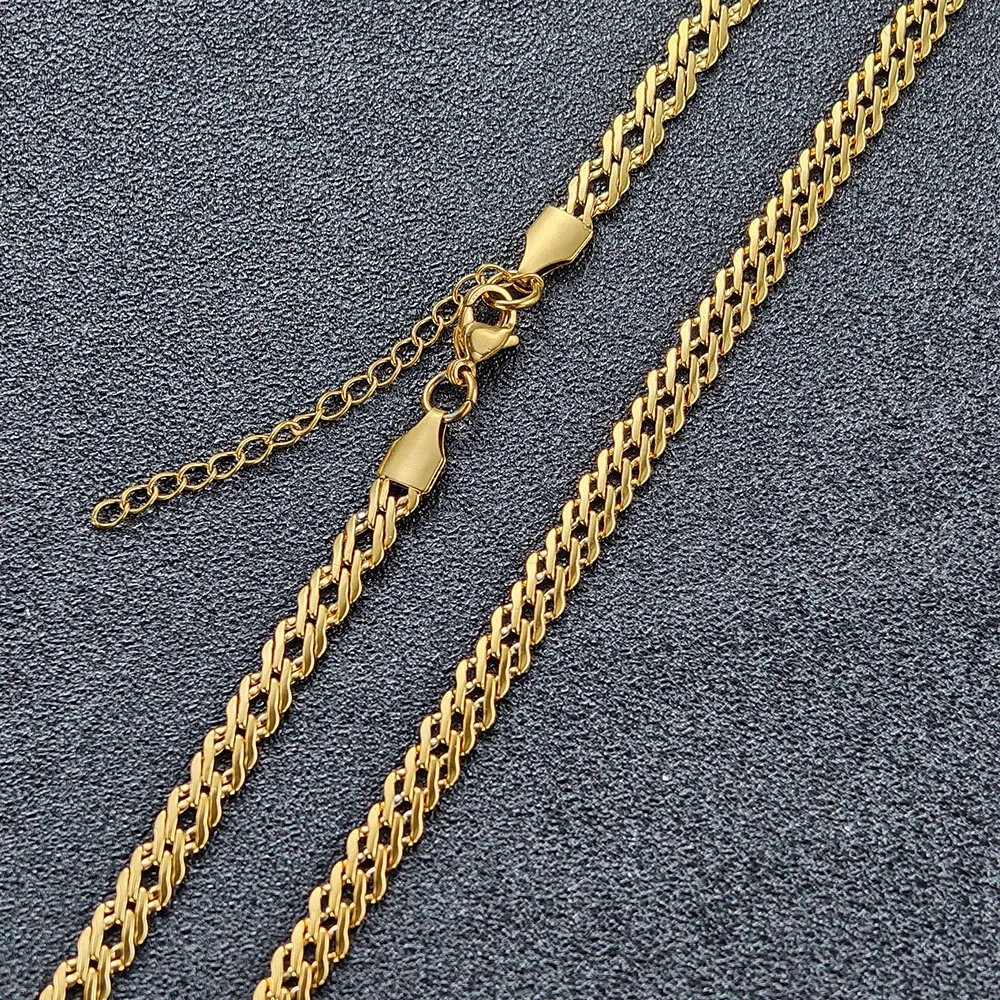 ESKEEM Hip Hop 4mm Stainless Steel Chain Necklace Steel Cuban Link Style Bling Fashion Jewelry