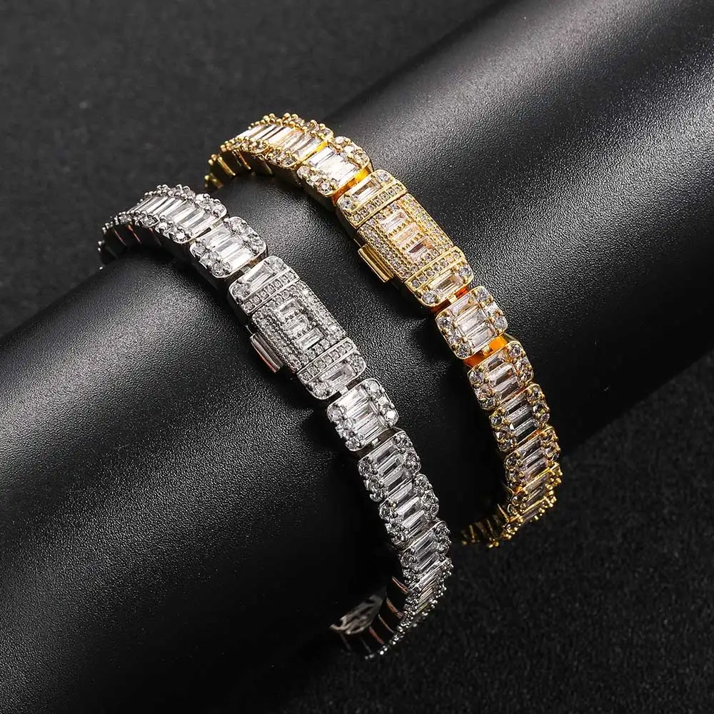 Hot style 8mm Luxury Rock Sugar Tennis Chain Miami Cuban Chain for Men Hip Hop Necklace